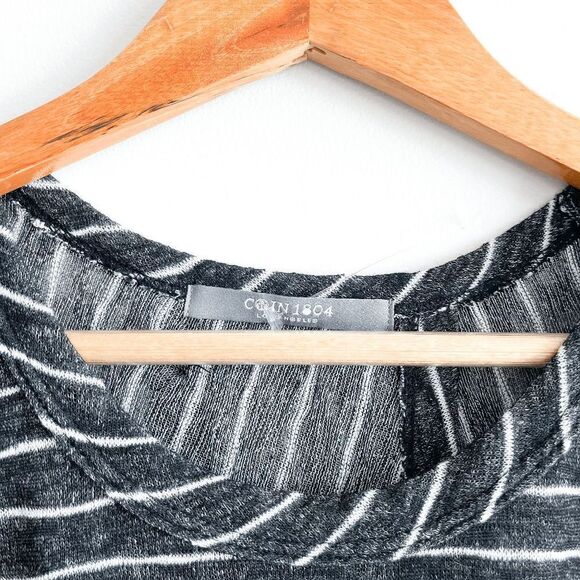 Coin 1804 Womens Top Sleeveless Half Open Back Stripes Black Large - Picture 7 of 7